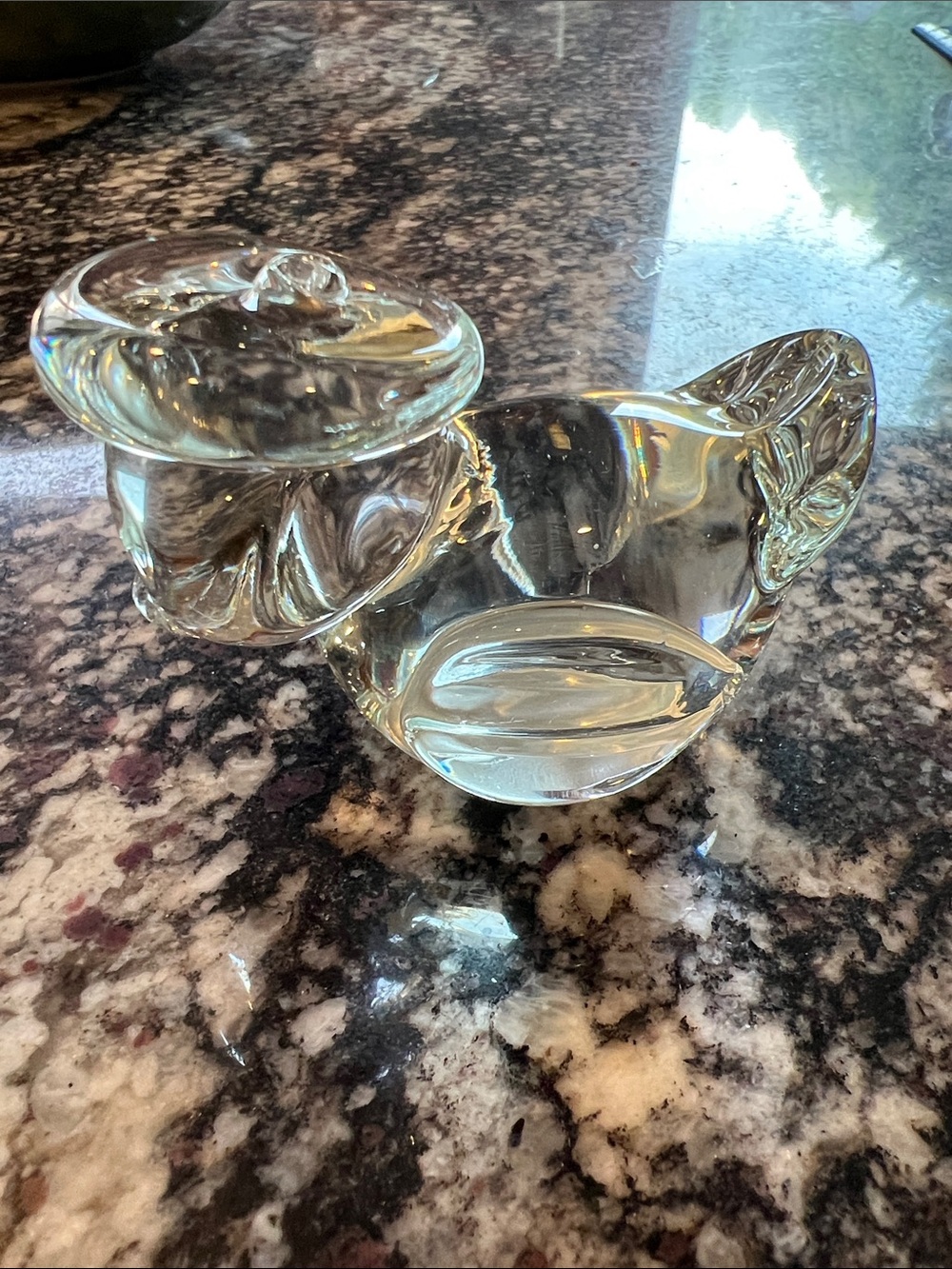 Clear Glass Bird with Beret Figurine - Decorative Paperweight
